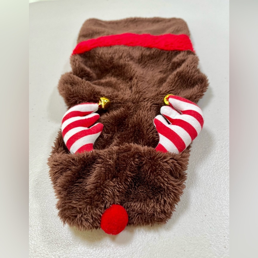 Festive Brown Reindeer Dog Costume, Small-14”